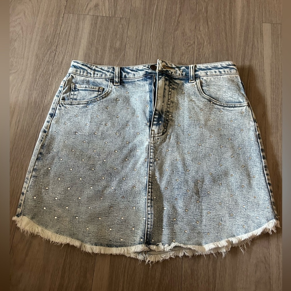 SO Denim Skirt with Studded Details